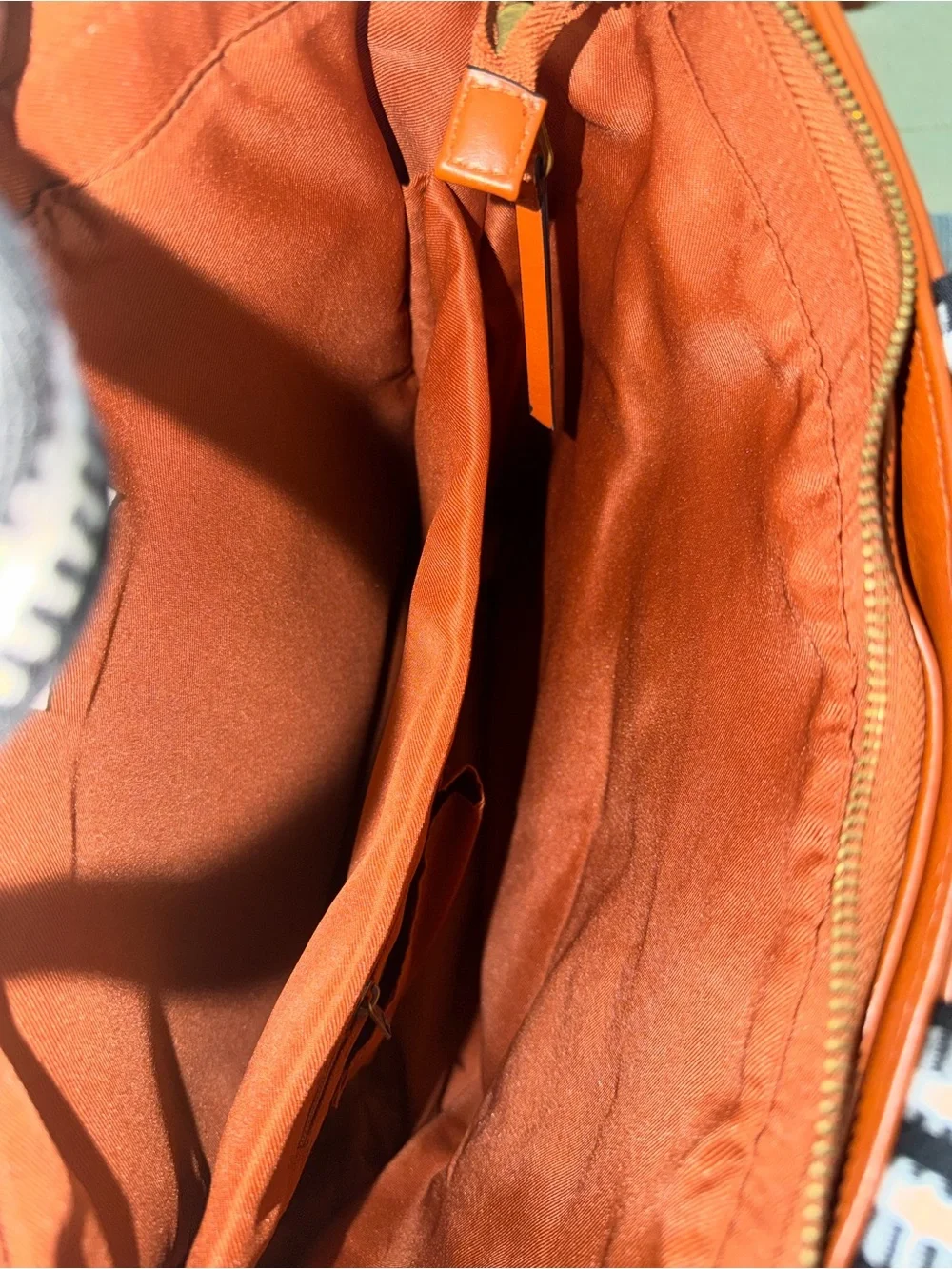 Rust Brown Leather Tote Bag with Striped Handles - Target Universal Thread
